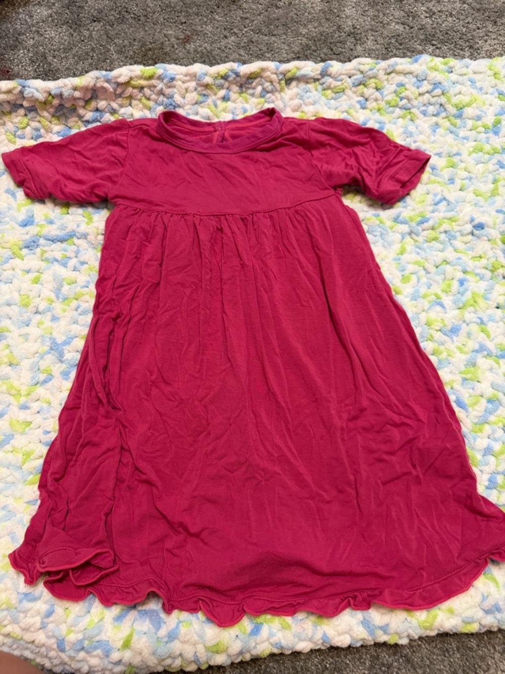 Kickee Pants Girls' Fuchsia Short-Sleeve Knit Dress